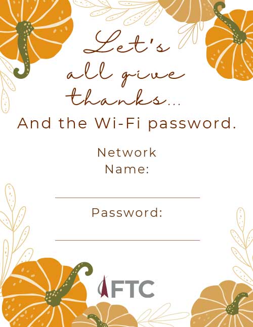 Thanksgiving Guest Wi-Fi Pumpkins